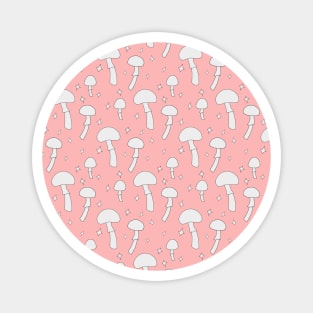 Mushroom Pattern Peach Pastel Pink Magnet